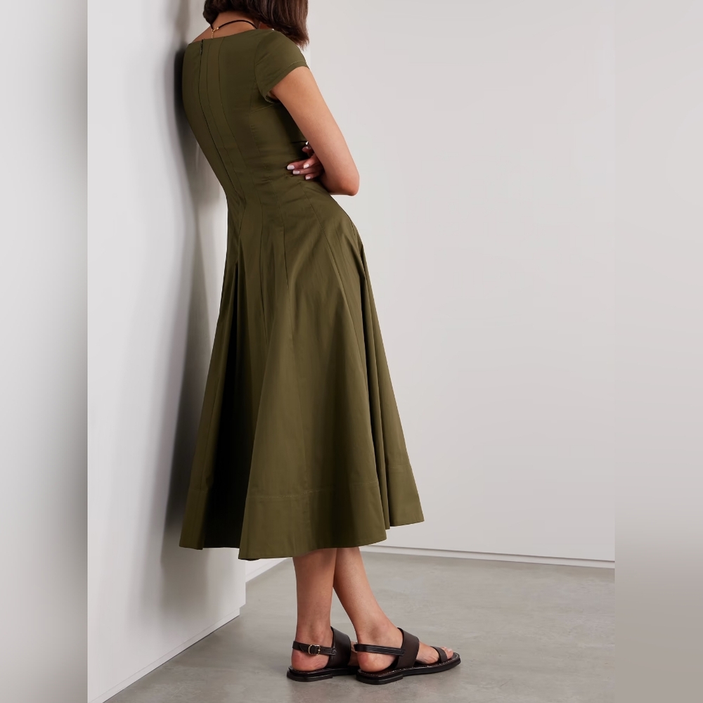 NWT Staud Wells Dress in Olive - Picture 2 of 3
